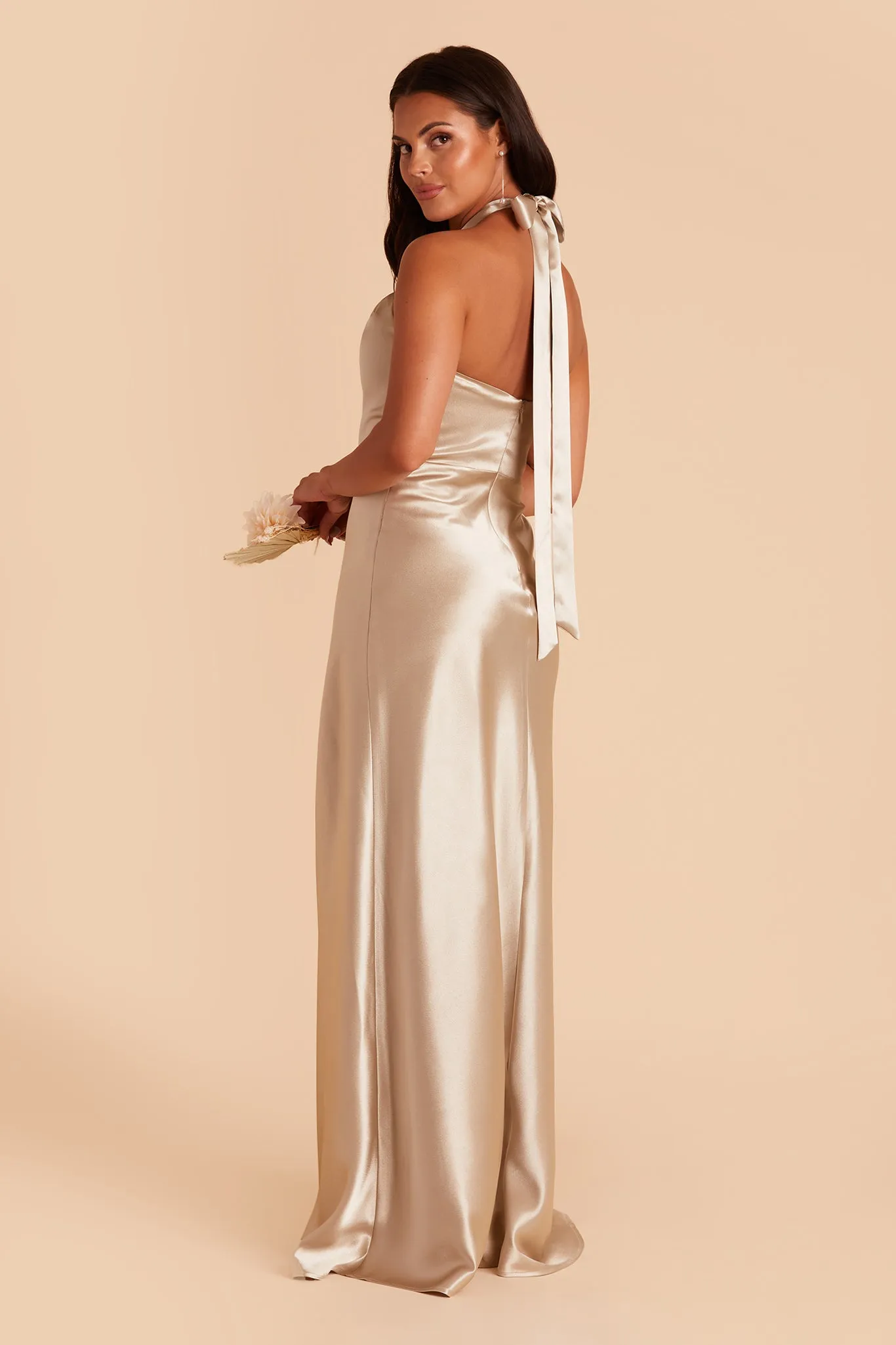 Monica Shiny Satin Dress - Neutral Champagne sold by Birdy Grey product image thumbnail 3