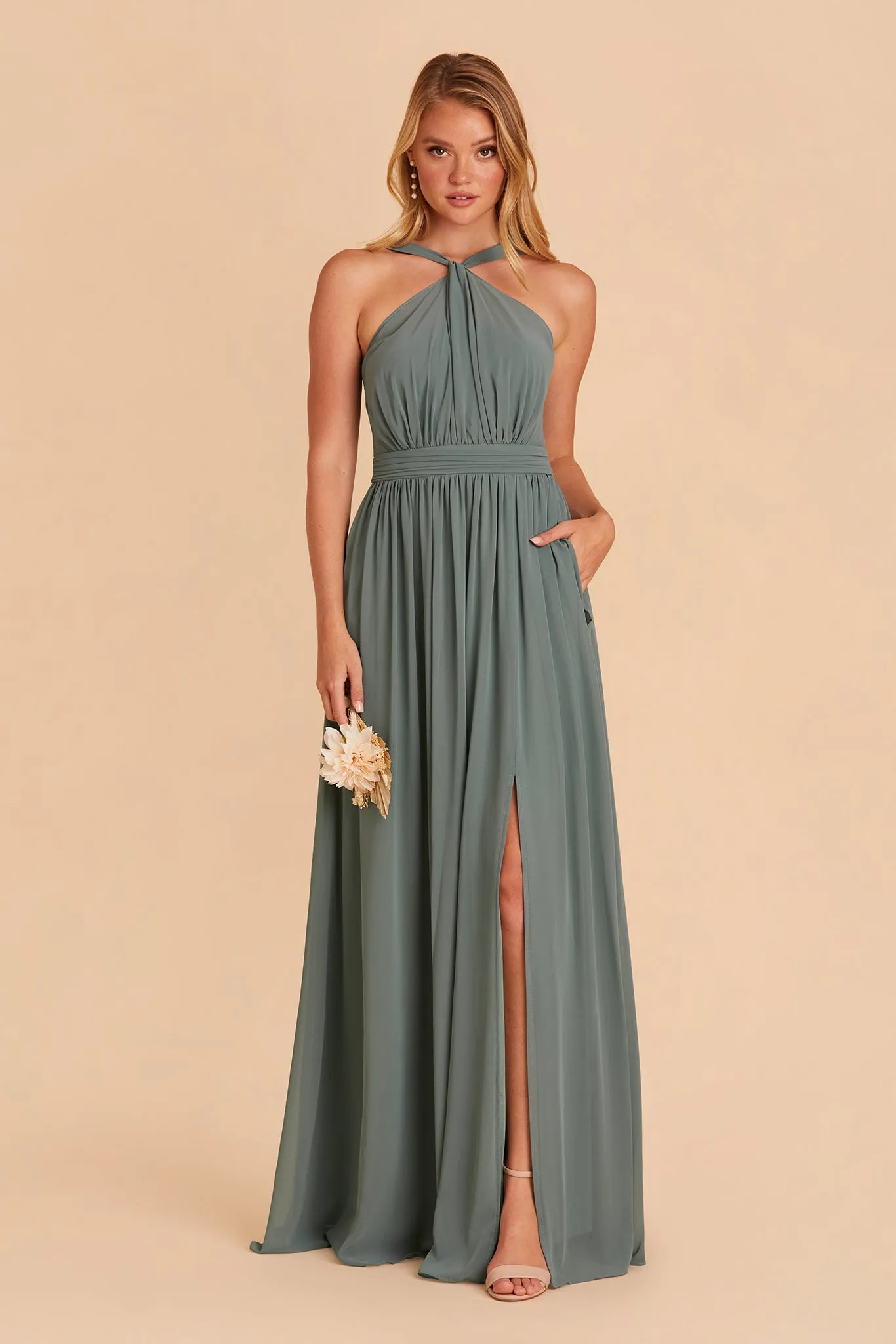 Kiko Chiffon Dress - Sea Glass sold by Birdy Grey
