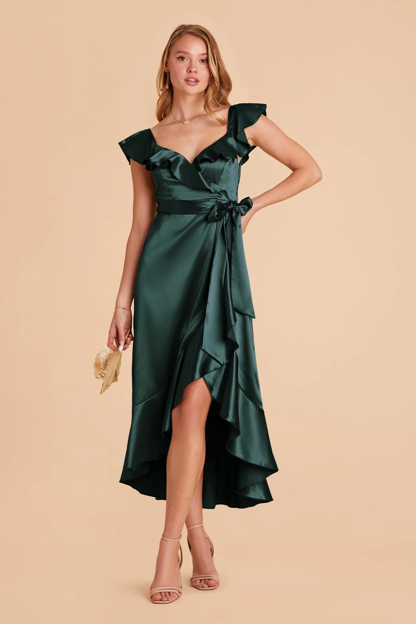James Shiny Satin Midi Dress - Emerald sold by Birdy Grey