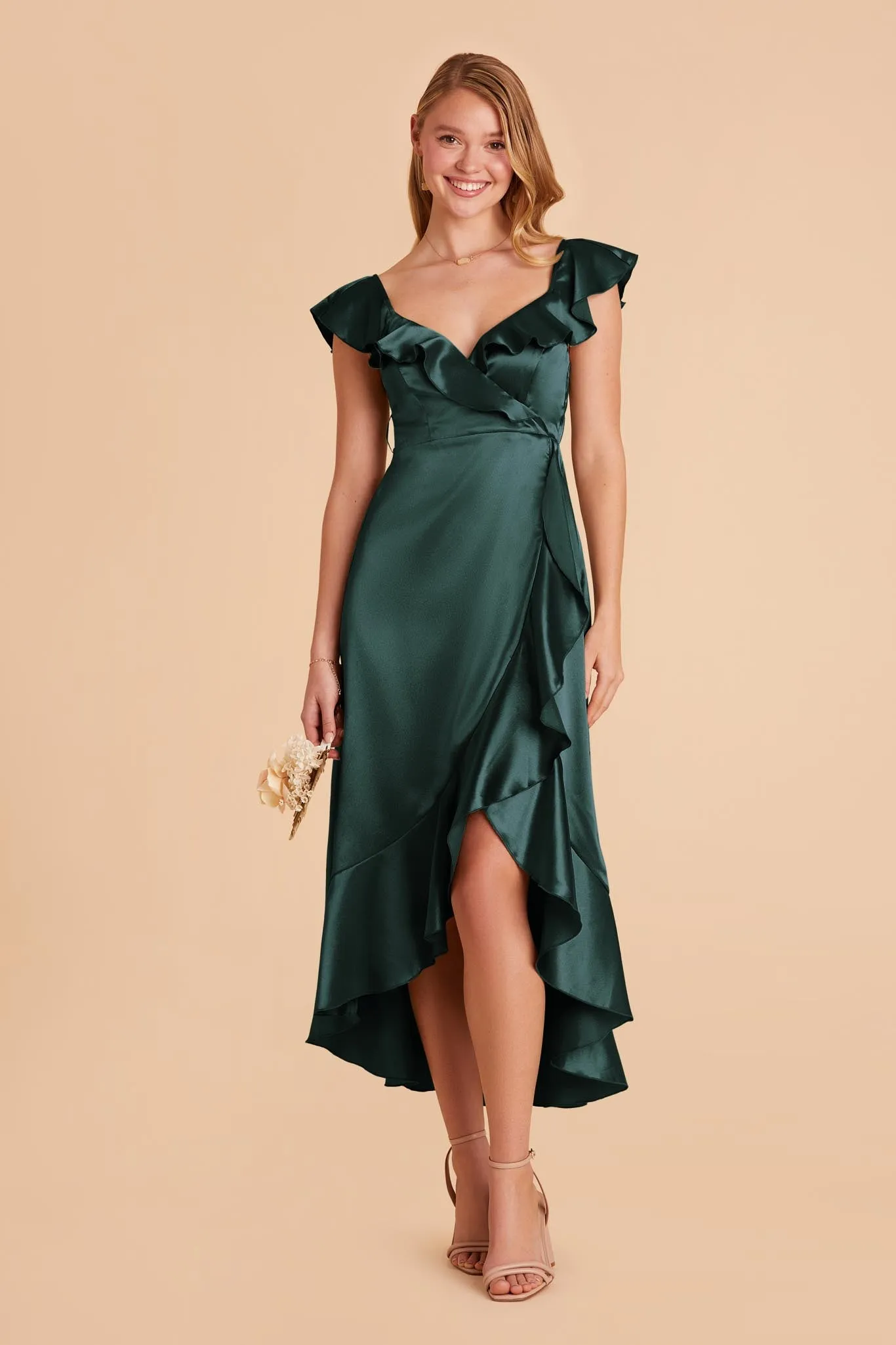 James Shiny Satin Midi Dress - Emerald sold by Birdy Grey product image thumbnail 3
