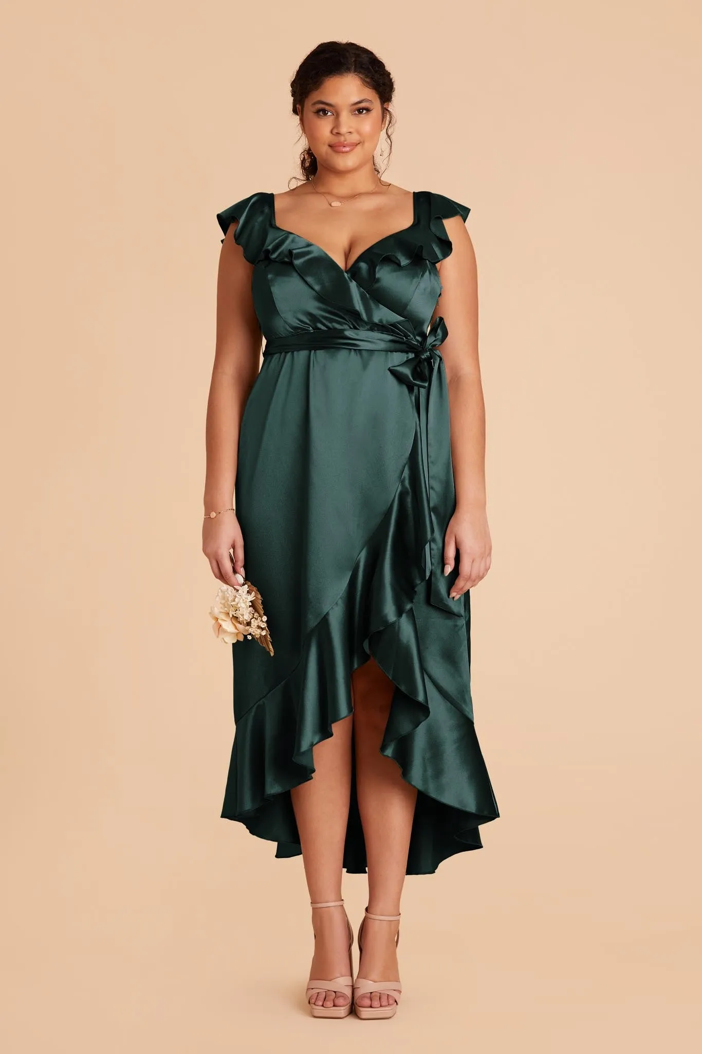 James Shiny Satin Midi Dress - Emerald sold by Birdy Grey product image thumbnail 2