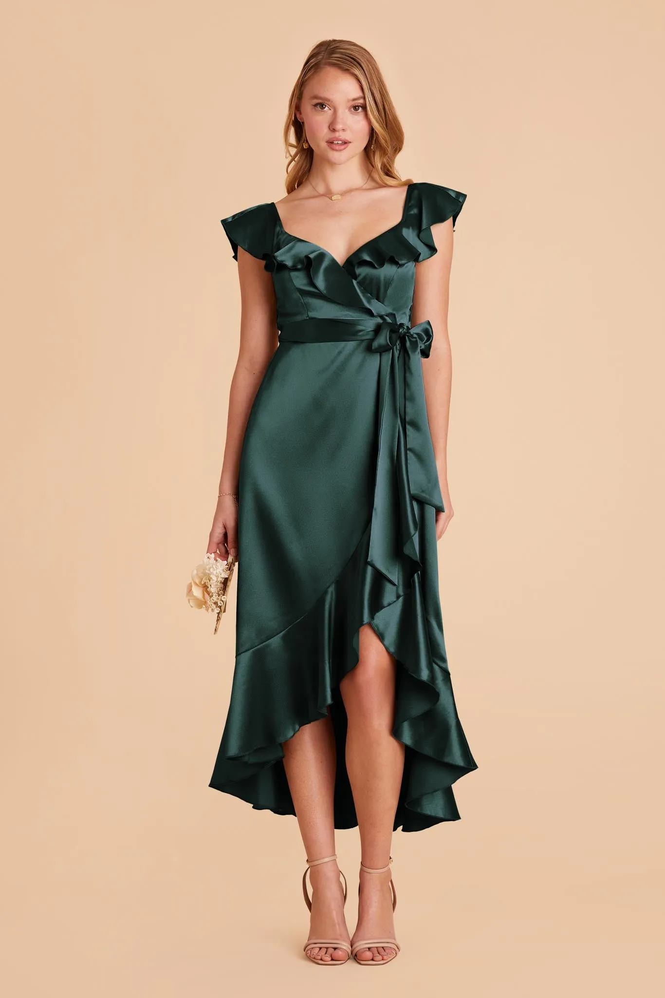 James Shiny Satin Midi Dress - Emerald sold by Birdy Grey product image thumbnail 4