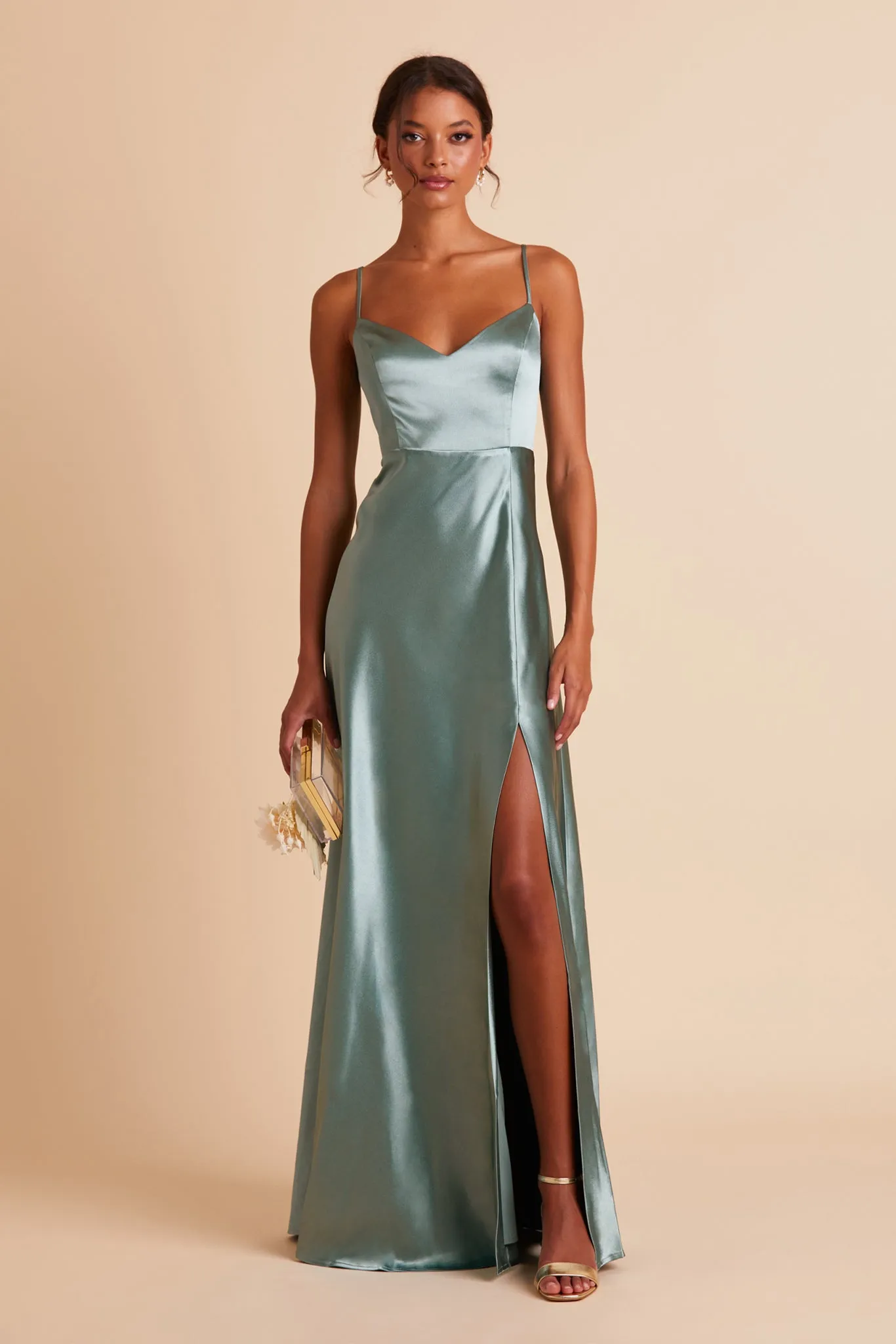 Jay Shiny Satin Dress - Sea Glass sold by Birdy Grey product image thumbnail 4