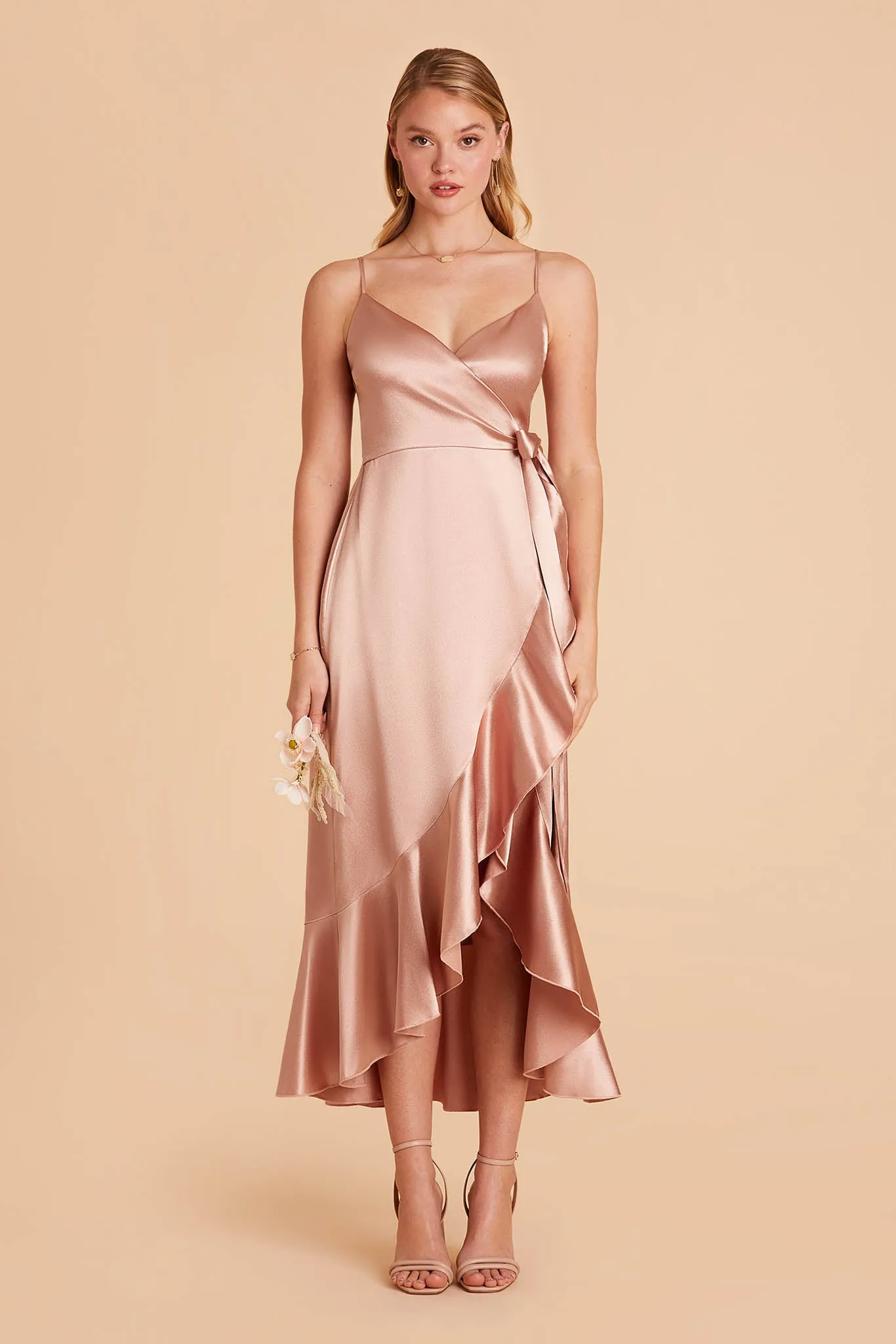 YC Shiny Satin Midi Dress - Rose Gold sold by Birdy Grey product image thumbnail 3