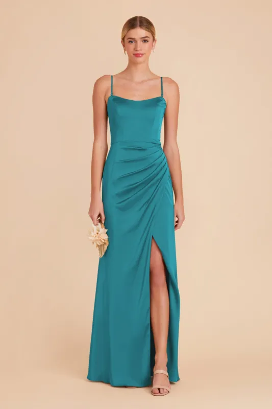 Anne Matte Satin Dress - Teal sold by Birdy Grey