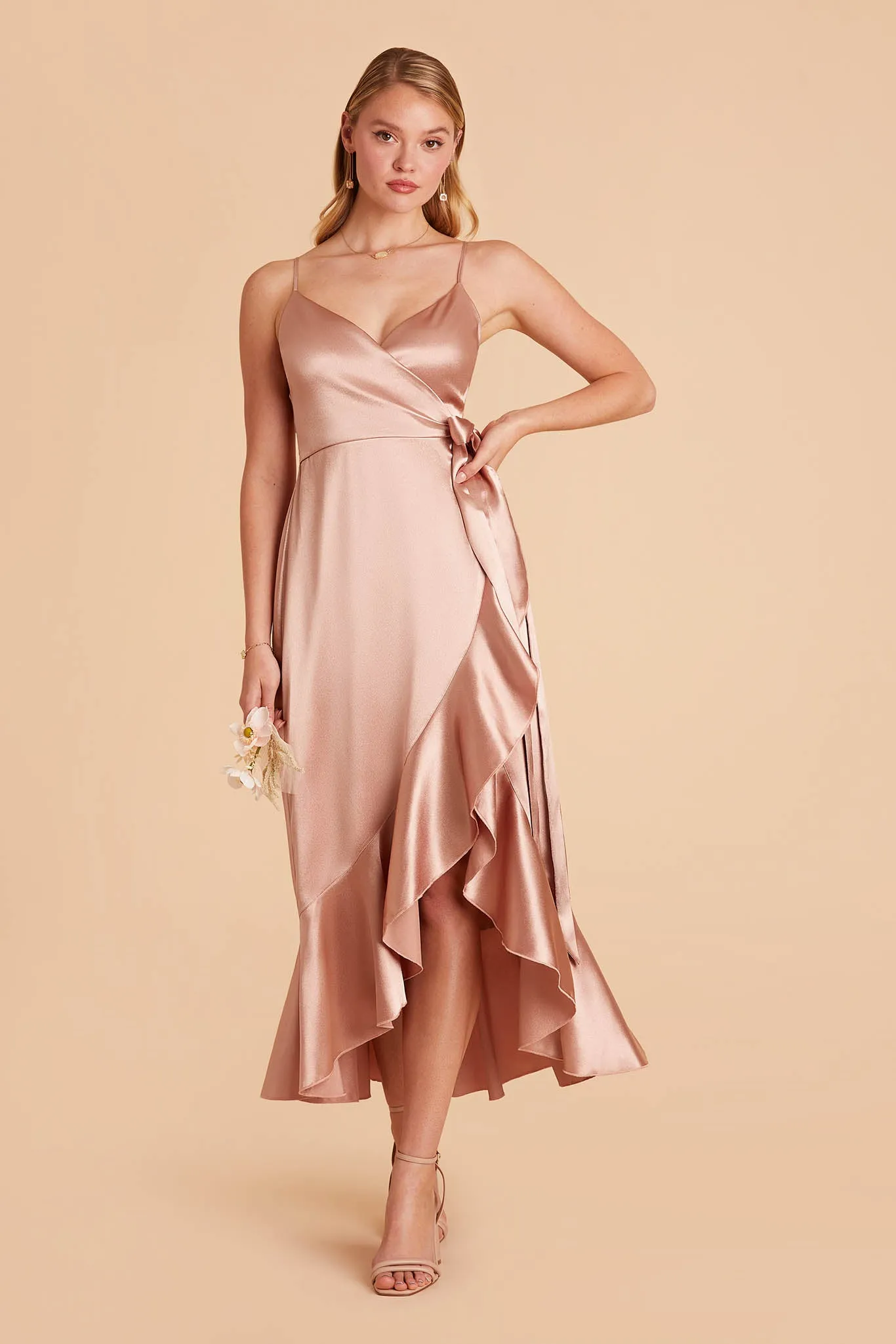 YC Shiny Satin Midi Dress - Rose Gold sold by Birdy Grey product image thumbnail 2