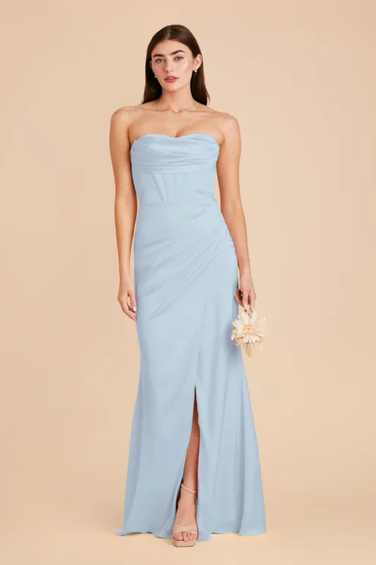 Carrie Matte Satin Dress - Mist Blue sold by Birdy Grey