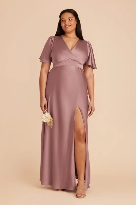 dark mauve satin dress Listicle Ladies Sweetheart Long Sleeve Satin Dress LD1309 M / Purple