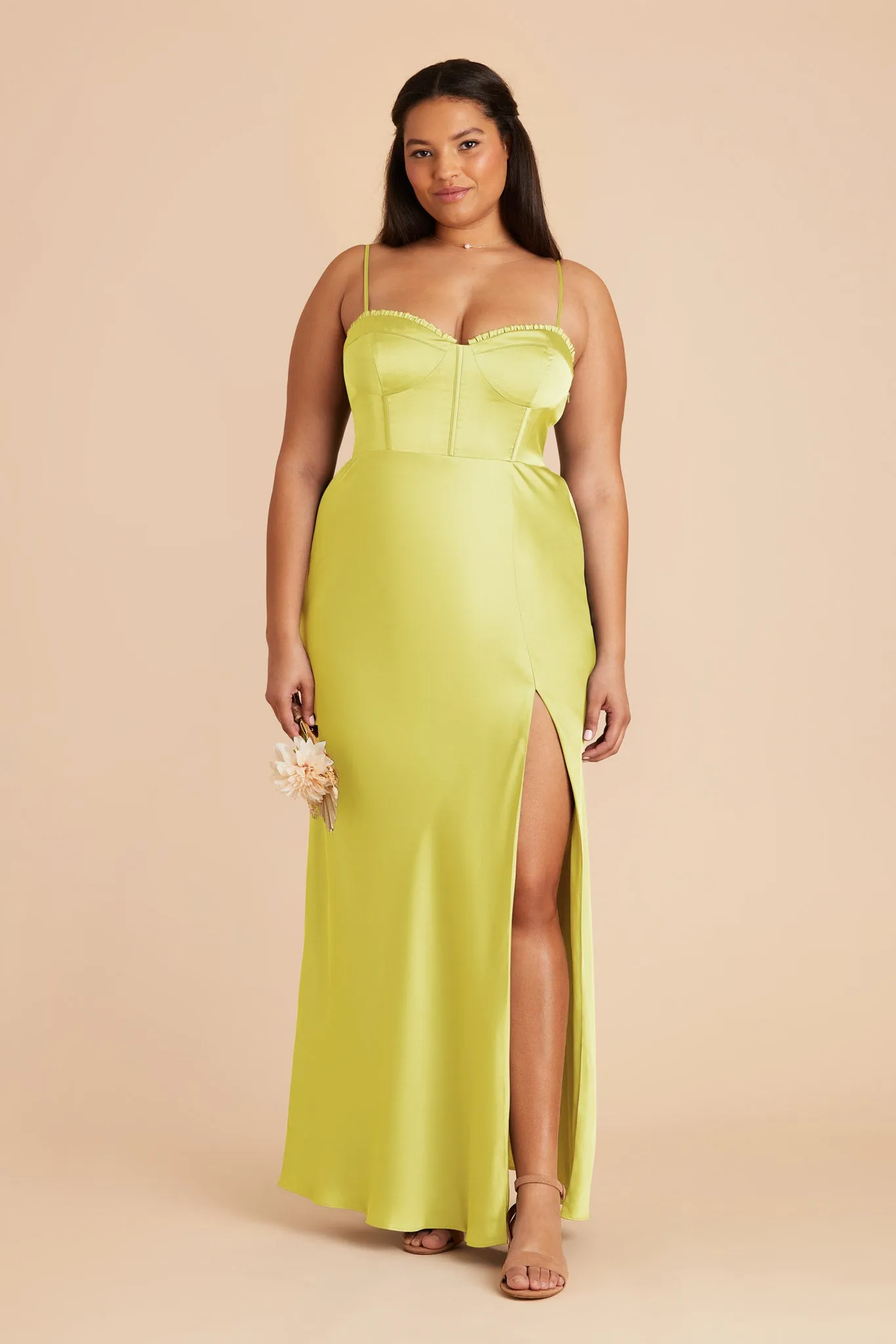 Jessica Matte Satin Dress - Chartreuse sold by Birdy Grey product image thumbnail 2