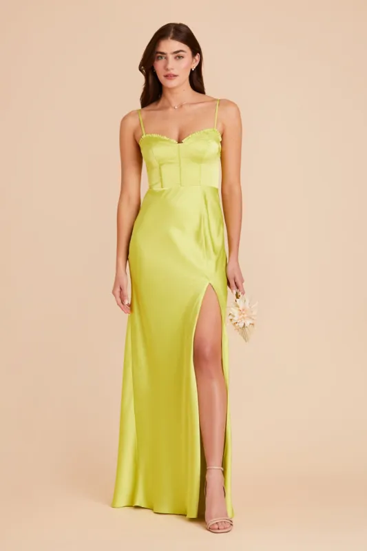 Jessica Matte Satin Dress - Chartreuse sold by Birdy Grey