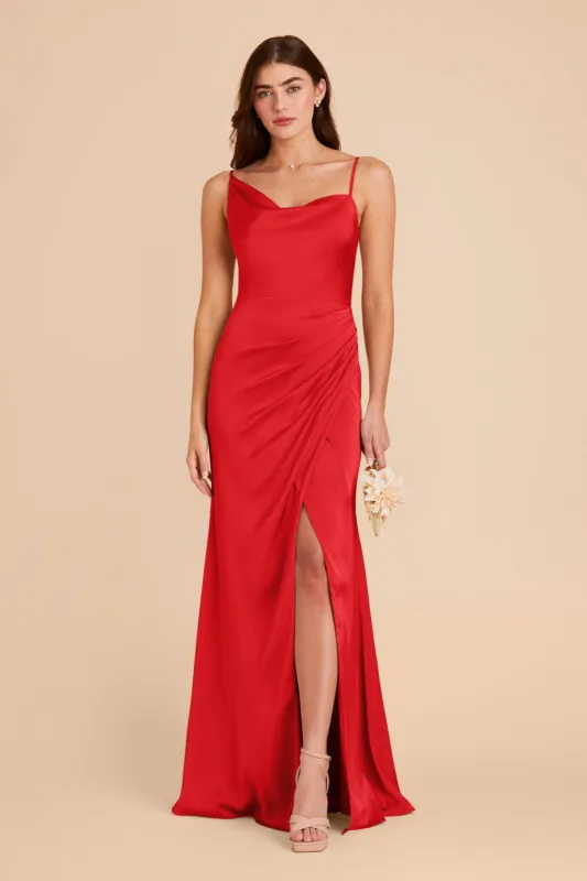 Jennifer Matte Satin Dress - Ruby Red sold by Birdy Grey