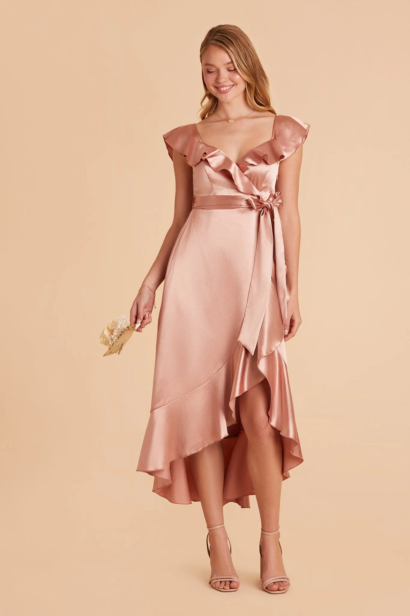 James Shiny Satin Midi Dress - Rose Gold sold by Birdy Grey product image thumbnail 5