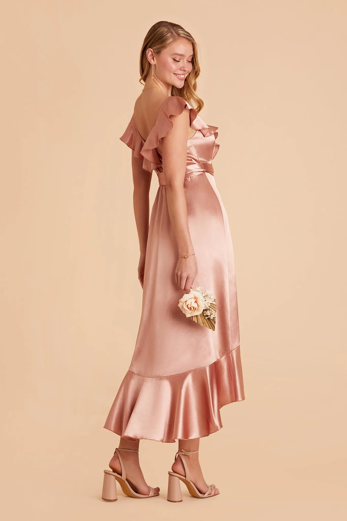 James Shiny Satin Midi Dress - Rose Gold sold by Birdy Grey product image thumbnail 4