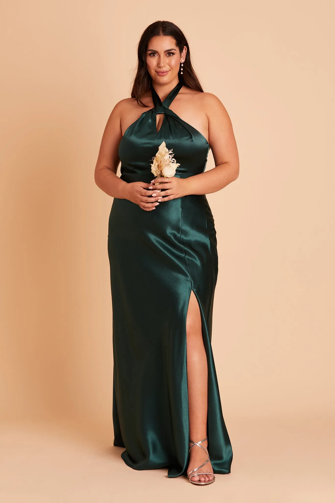 Monica Shiny Satin Dress - Emerald sold by Birdy Grey product image thumbnail 3