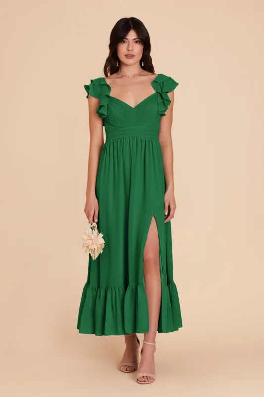 Michelle Chiffon Dress - Forest Green sold by Birdy Grey