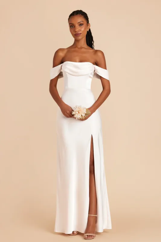 Mia Matte Satin Convertible Dress - White sold by Birdy Grey