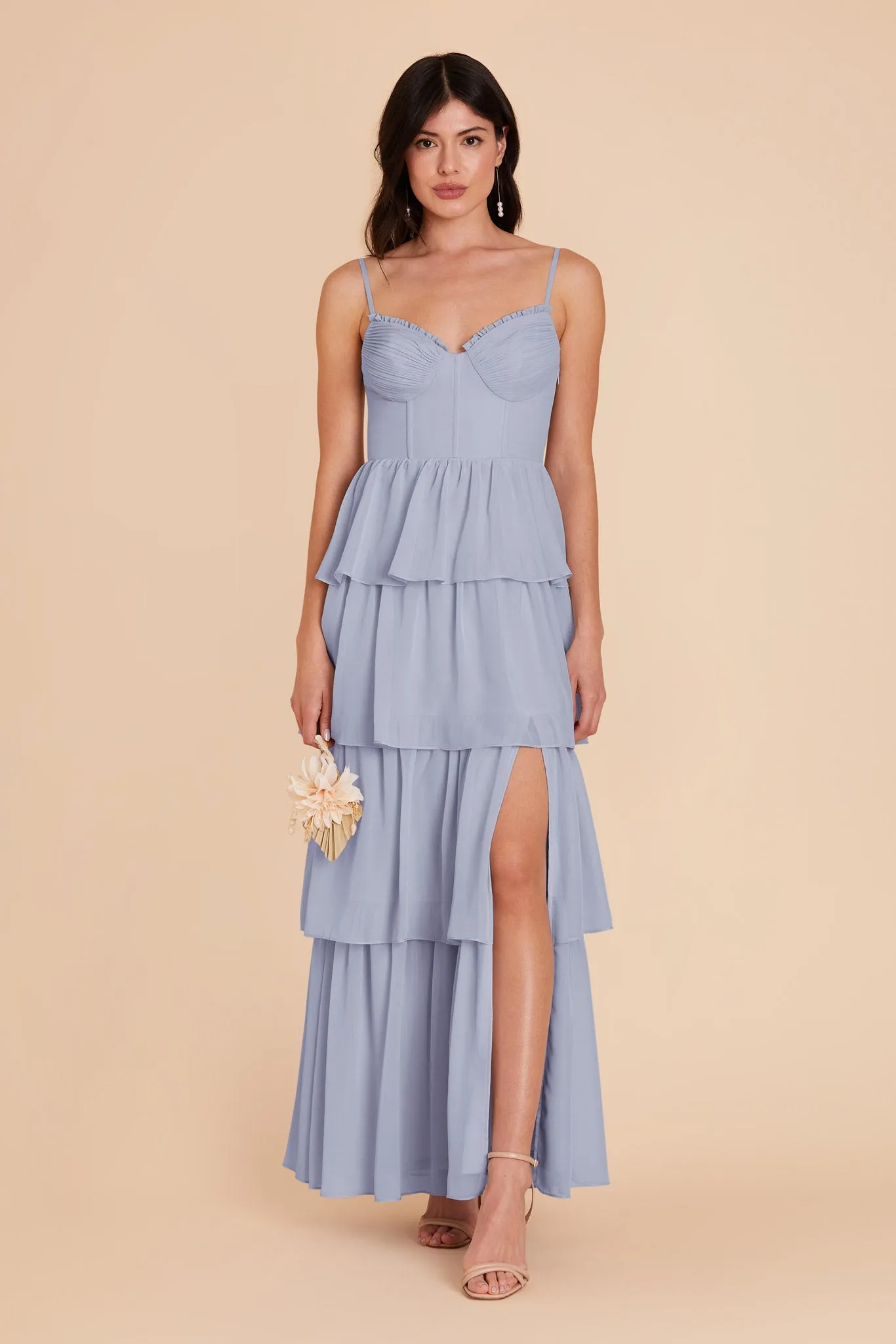 Lola Chiffon Dress - Dusty Blue sold by Birdy Grey