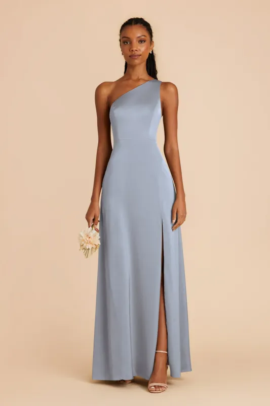 Kira Matte Satin Dress - Dusty Blue sold by Birdy Grey