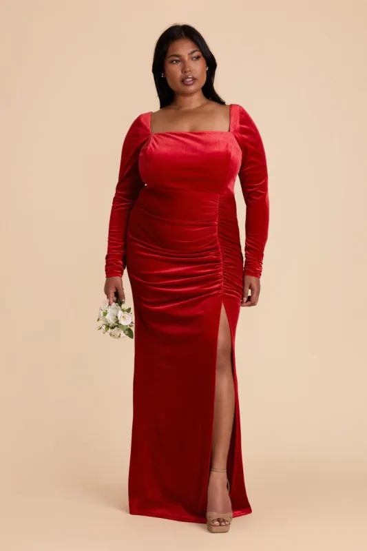 Ivy Velvet Dress - Ruby Red sold by Birdy Grey