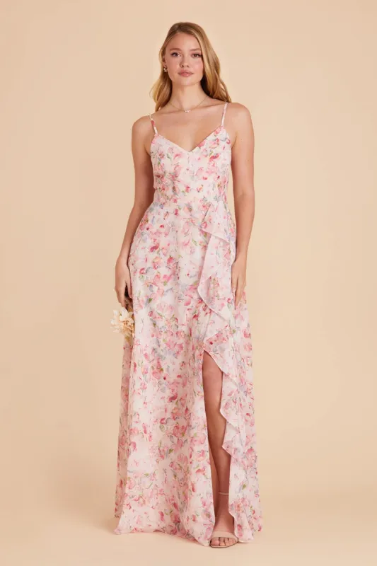 Theresa Chiffon Dress - Pink Falling Petals sold by Birdy Grey