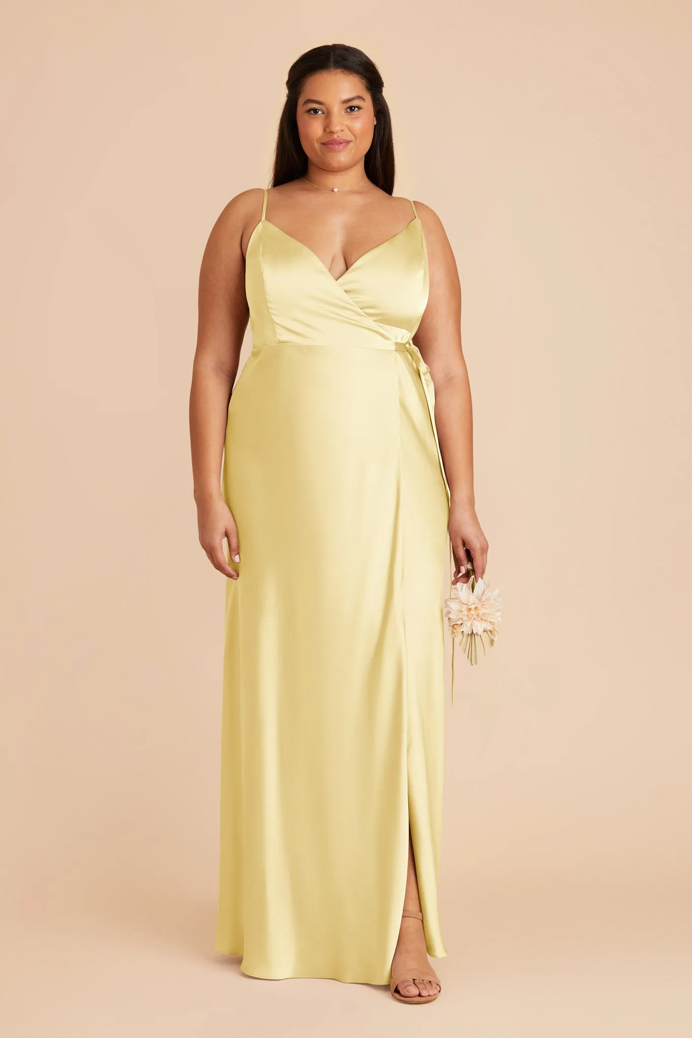 Cindy Matte Satin Dress - Lemon Sorbet sold by Birdy Grey