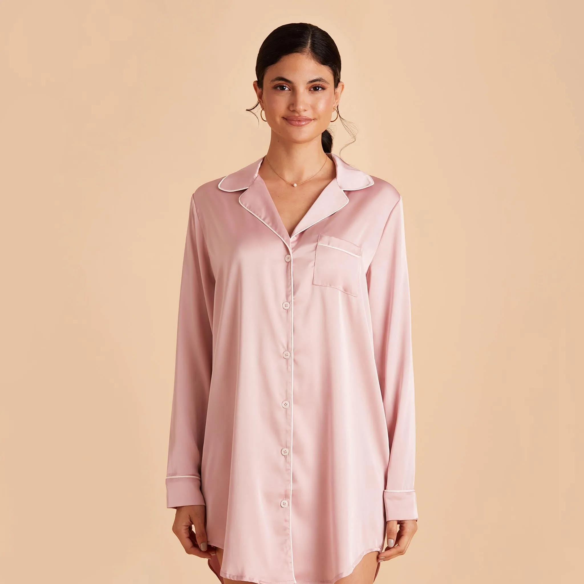 Kamryn Satin Sleepshirt - Dusty Pink sold by Birdy Grey product image thumbnail 4