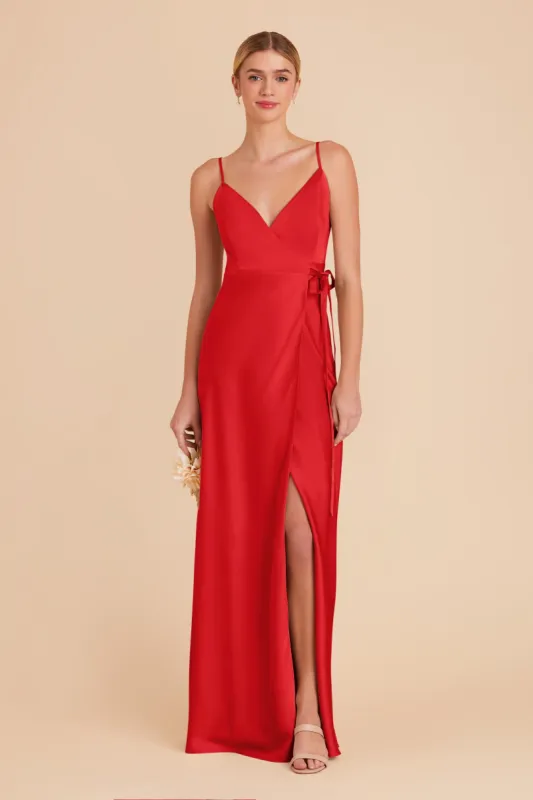 Cindy Matte Satin Dress - Ruby Red sold by Birdy Grey