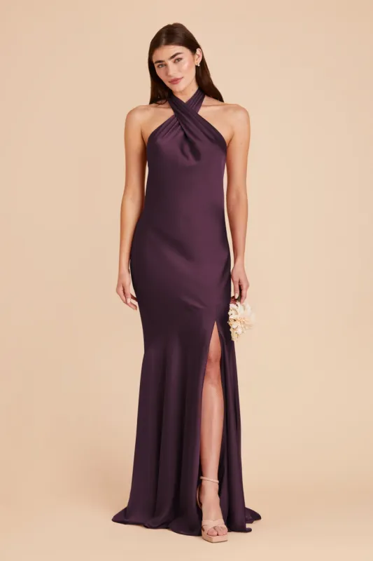 Stephanie Matte Satin Dress - Plum sold by Birdy Grey