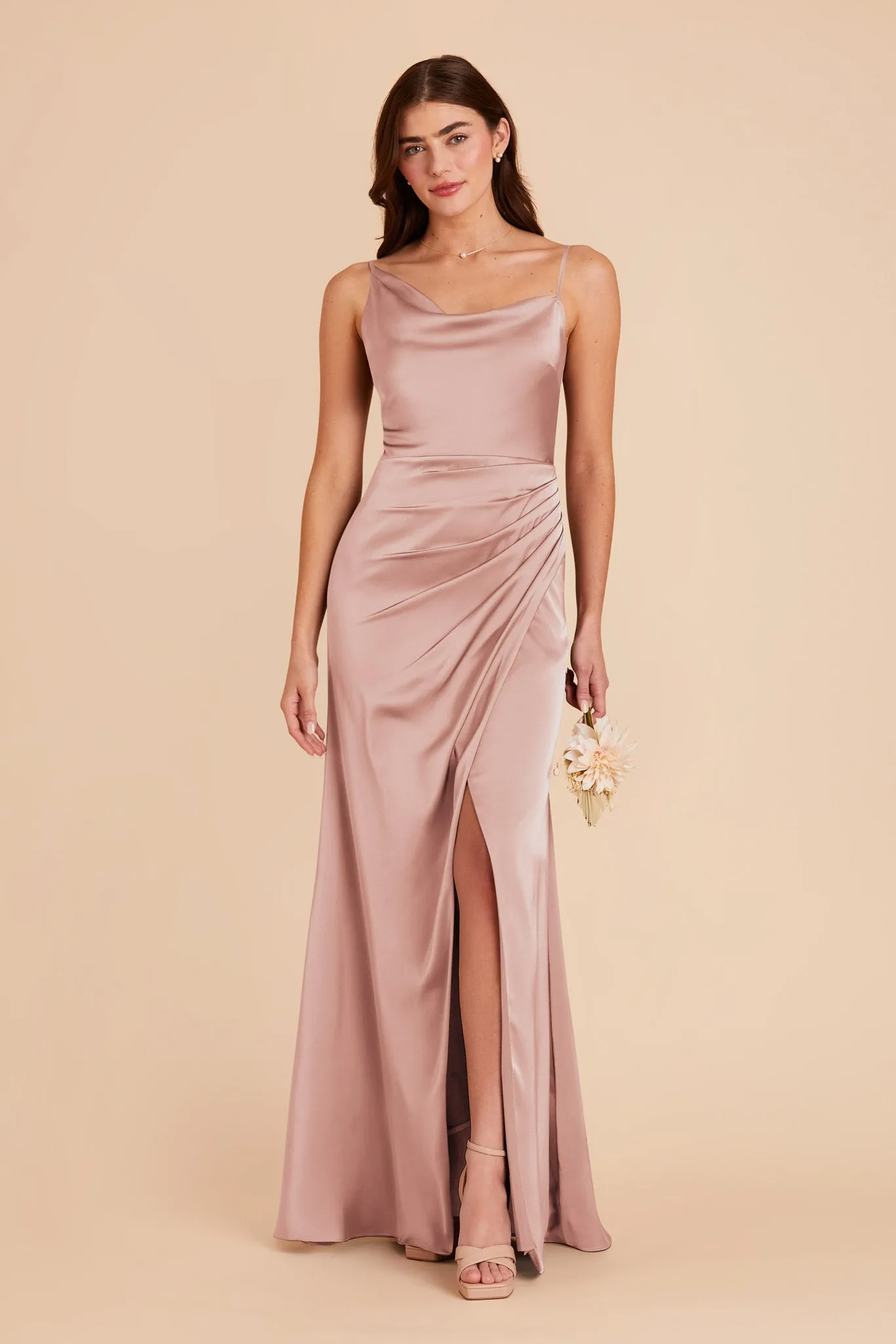 Jennifer Matte Satin Dress - English Rose sold by Birdy Grey