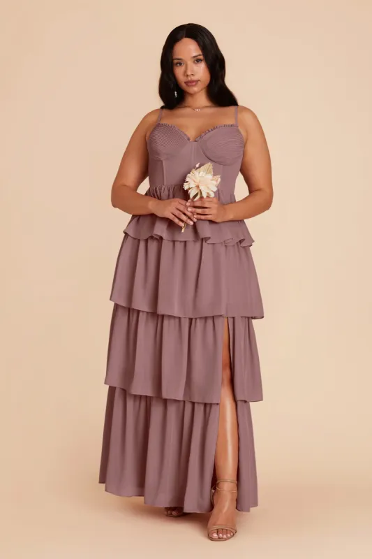 Lola Chiffon Dress - Dark Mauve sold by Birdy Grey