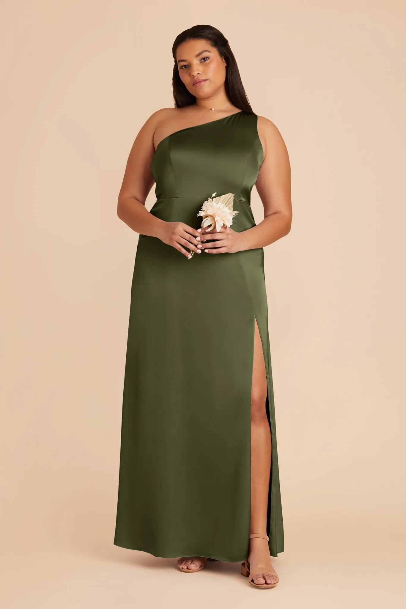 Kira Matte Satin Dress - Olive sold by Birdy Grey