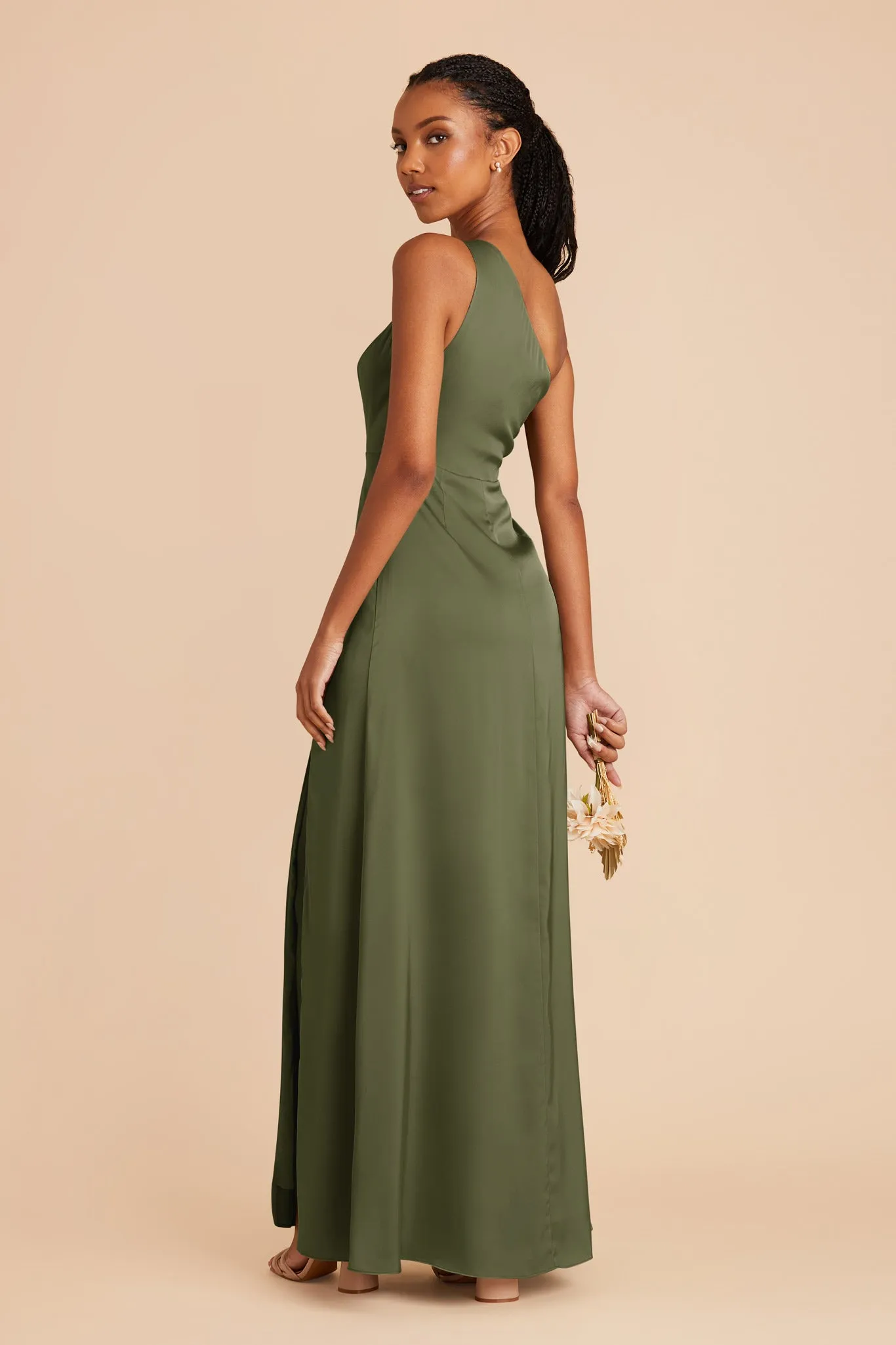 Kira Matte Satin Dress - Olive sold by Birdy Grey product image thumbnail 4