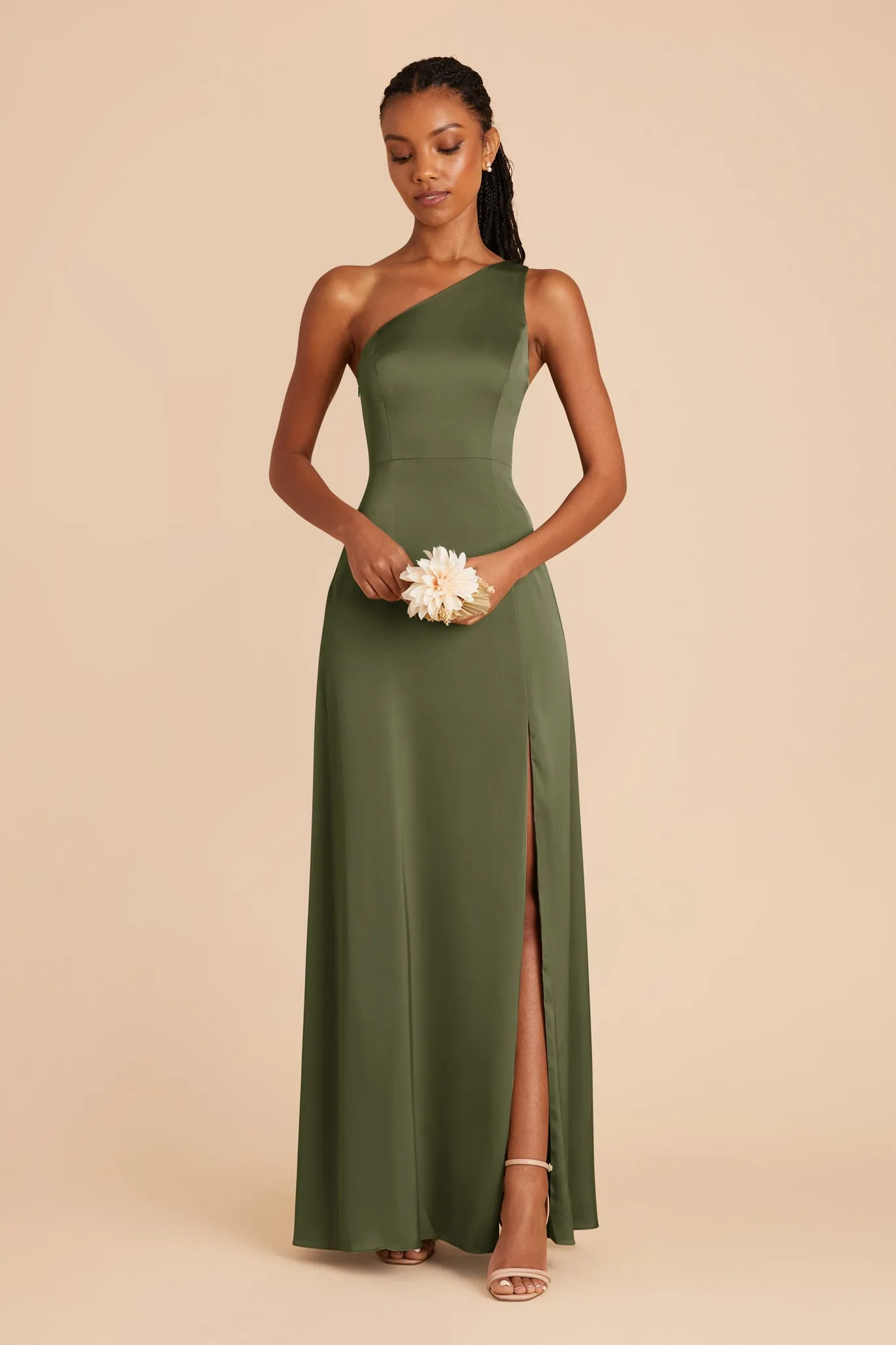 Kira Matte Satin Dress - Olive sold by Birdy Grey product image thumbnail 3