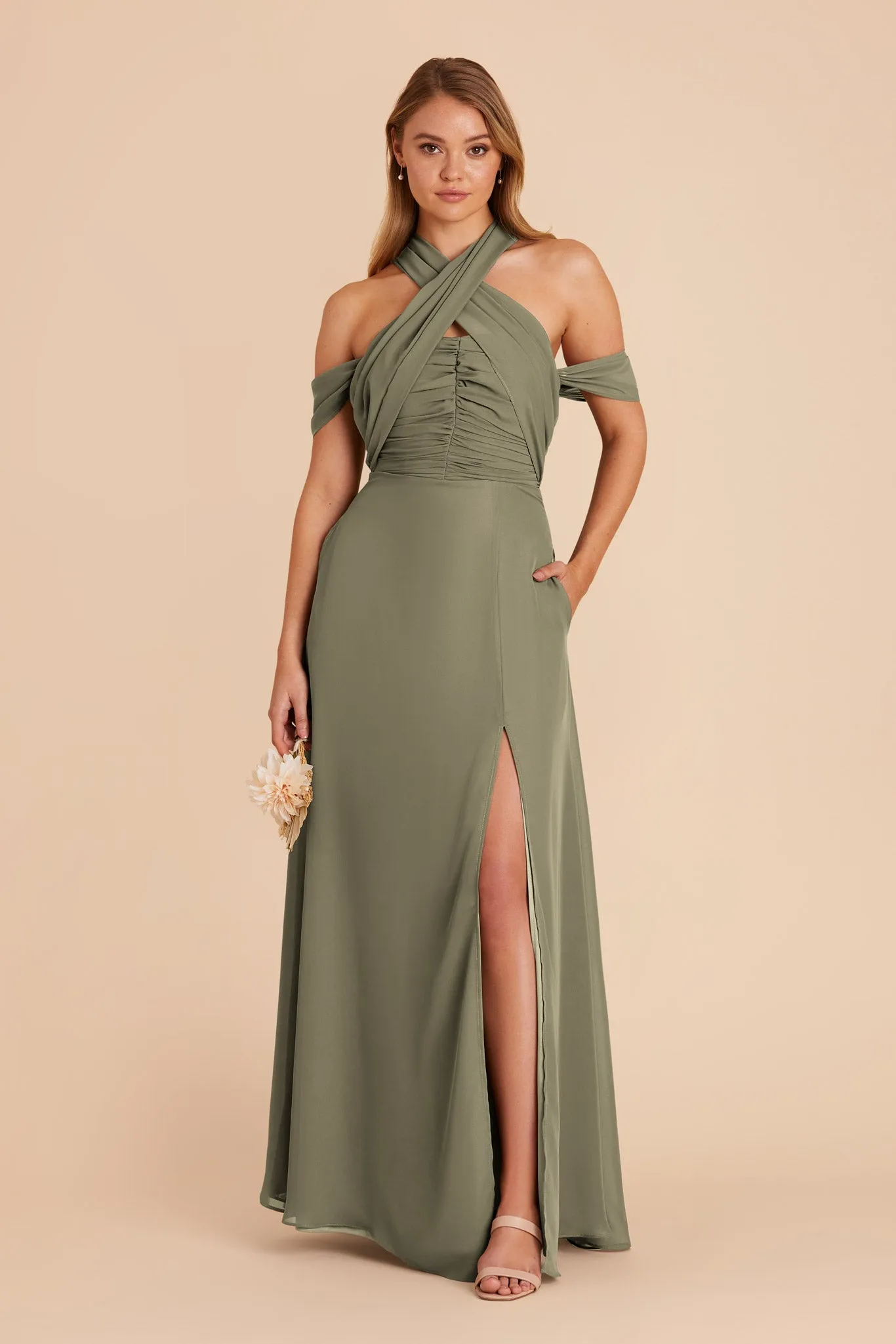 Cara Chiffon Dress - Moss Green sold by Birdy Grey product image thumbnail 2