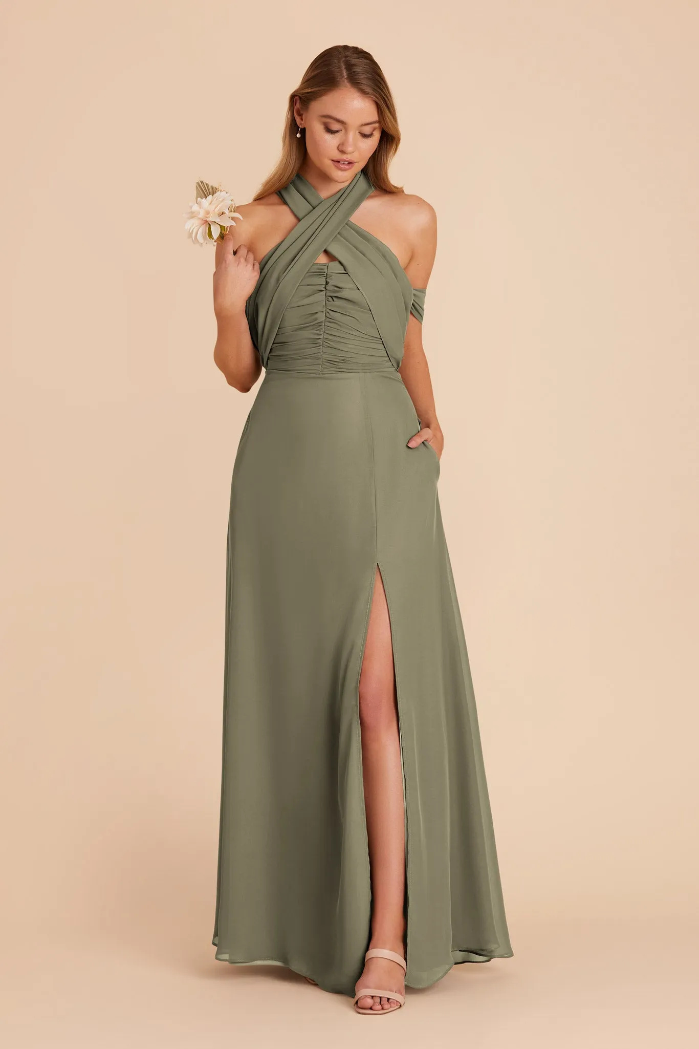 Cara Chiffon Dress - Moss Green sold by Birdy Grey product image thumbnail 4