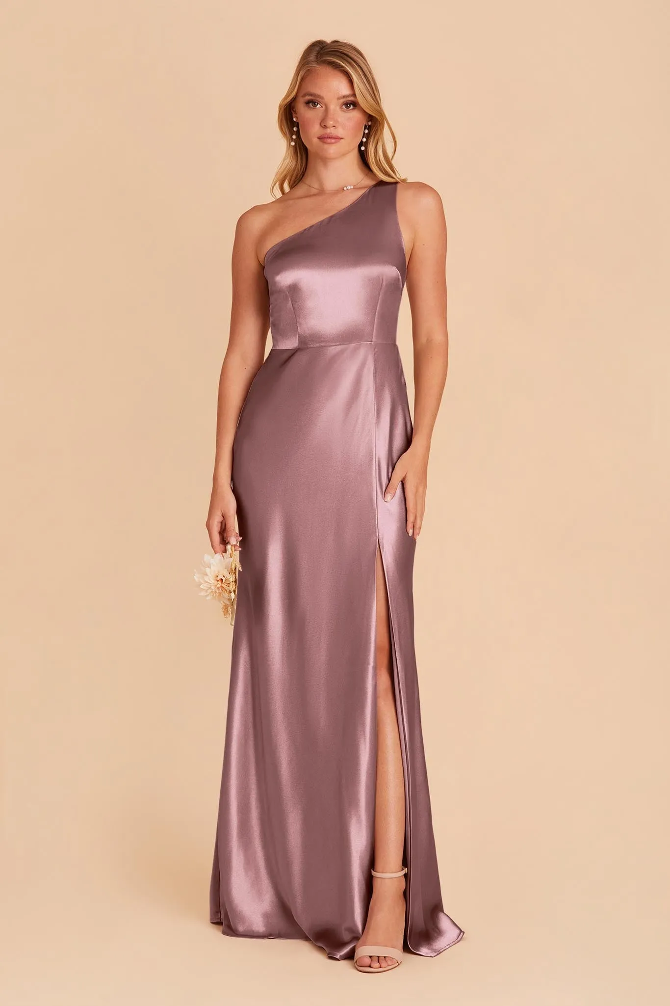 Kira Shiny Satin Dress - Dark Mauve sold by Birdy Grey product image thumbnail 3