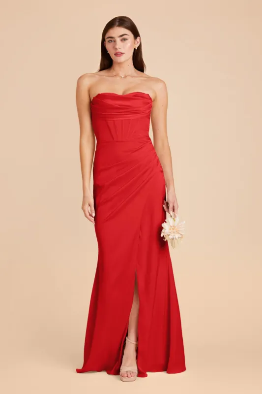 Carrie Matte Satin Dress - Ruby Red sold by Birdy Grey