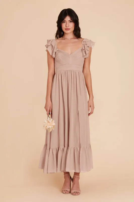 Michelle Chiffon Dress - Taupe sold by Birdy Grey