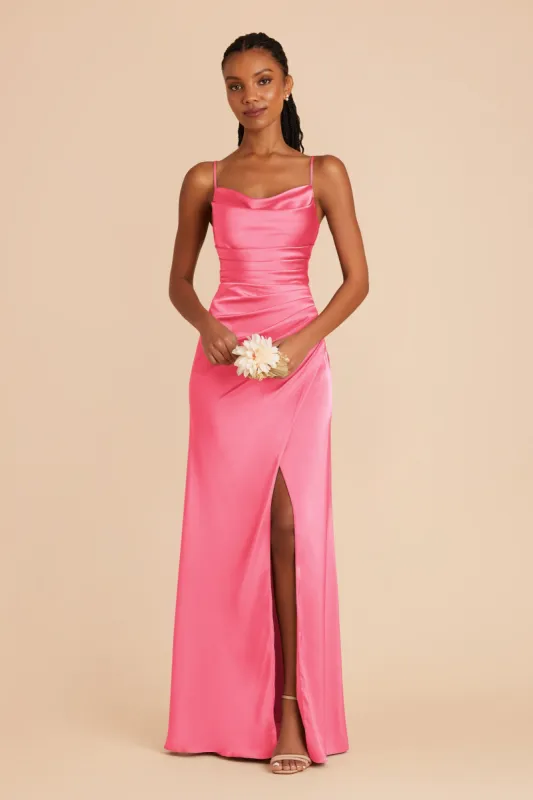 Lydia Matte Satin Dress - Bon Bon Pink sold by Birdy Grey