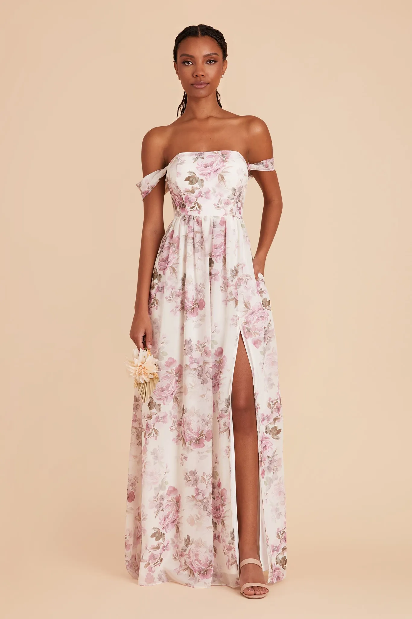 August Convertible Dress - Dusty Pink Peonies sold by Birdy Grey product image thumbnail 3