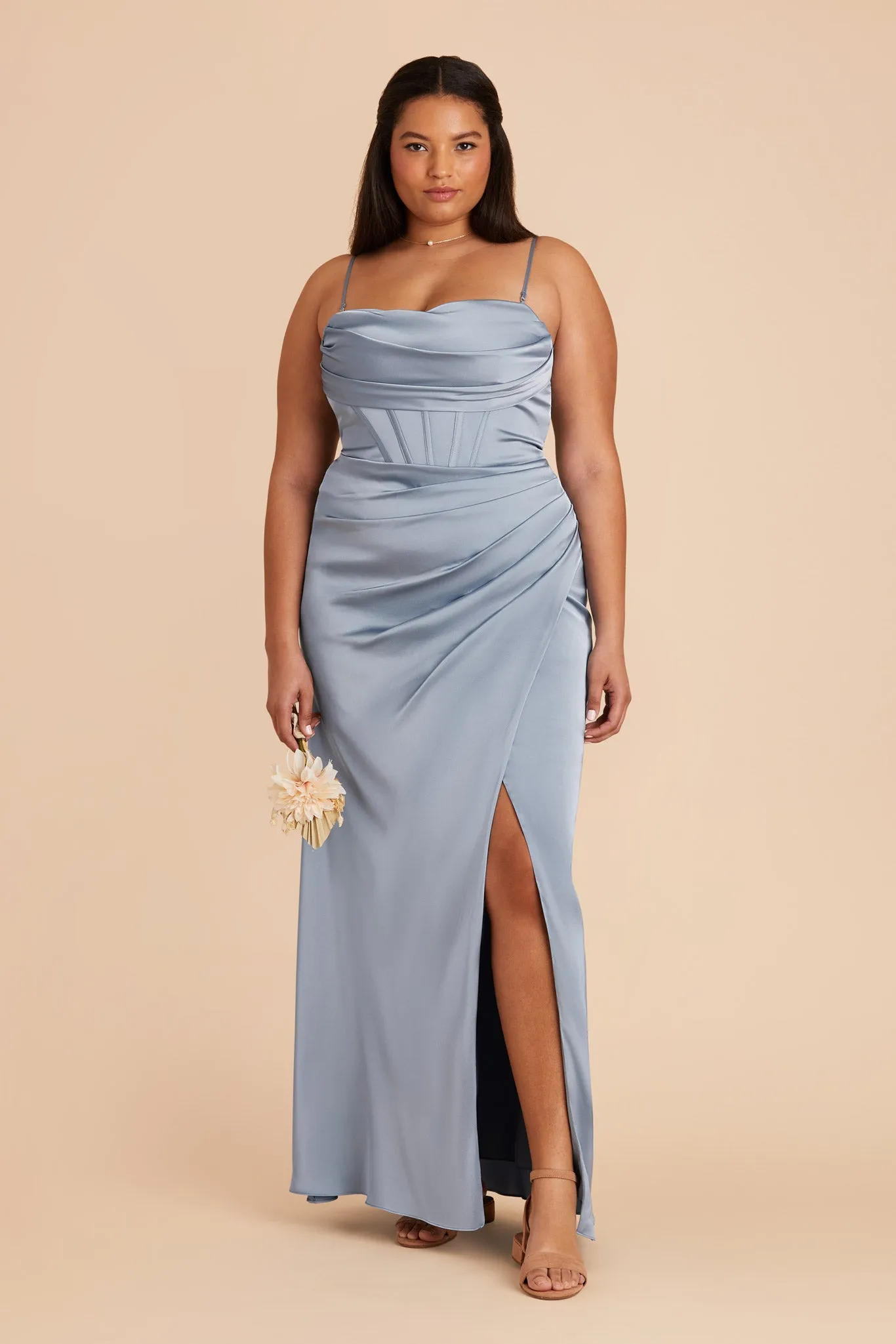 Carrie Matte Satin Dress - Dusty Blue sold by Birdy Grey product image thumbnail 2