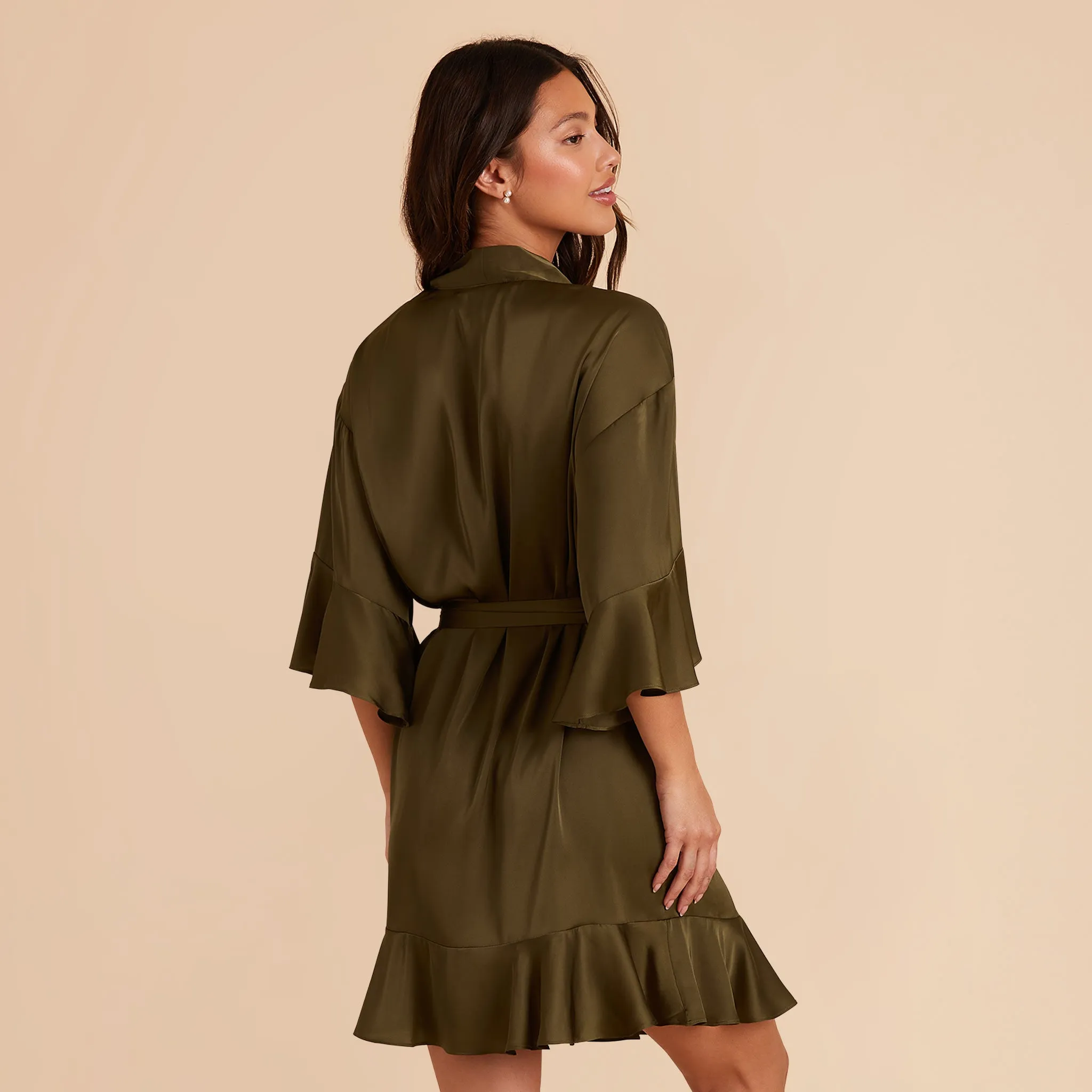 Kenny Ruffle Satin Robe - Olive sold by Birdy Grey product image thumbnail 5
