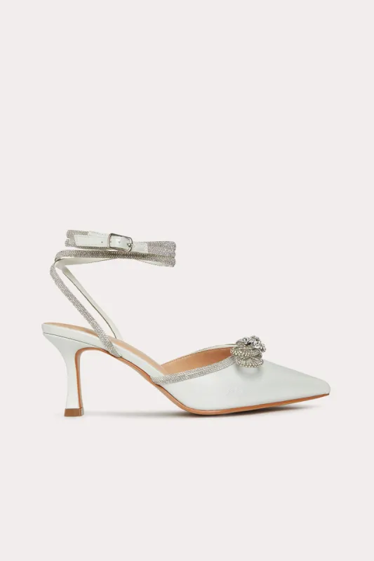 Carly Rhinestone Ankle Strap Heel - White sold by Birdy Grey