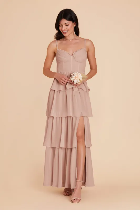 Lola Chiffon Dress - Taupe sold by Birdy Grey