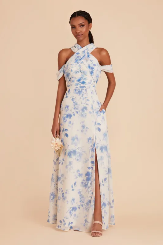 Cara Chiffon Dress - Blue Rococo Floral sold by Birdy Grey