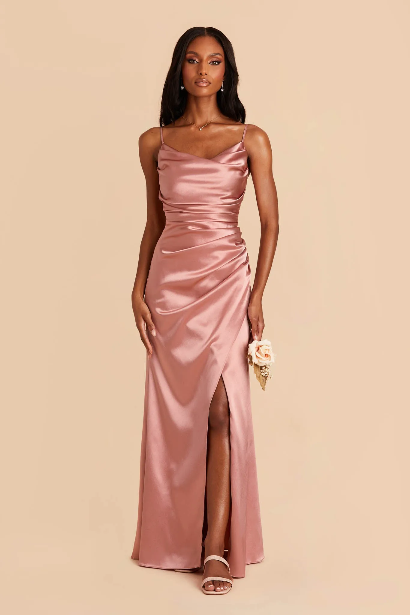 Lydia Shiny Satin Dress - Desert Rose sold by Birdy Grey product image thumbnail 3