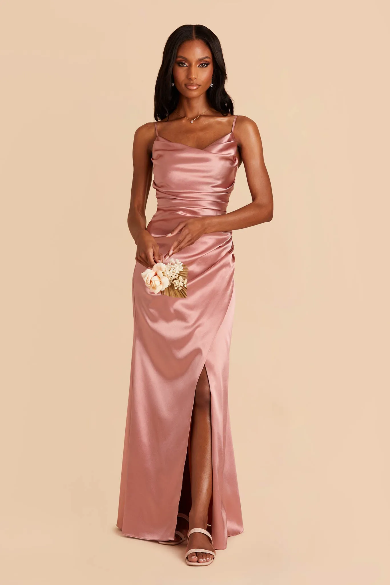 Lydia Shiny Satin Dress - Desert Rose sold by Birdy Grey product image thumbnail 4