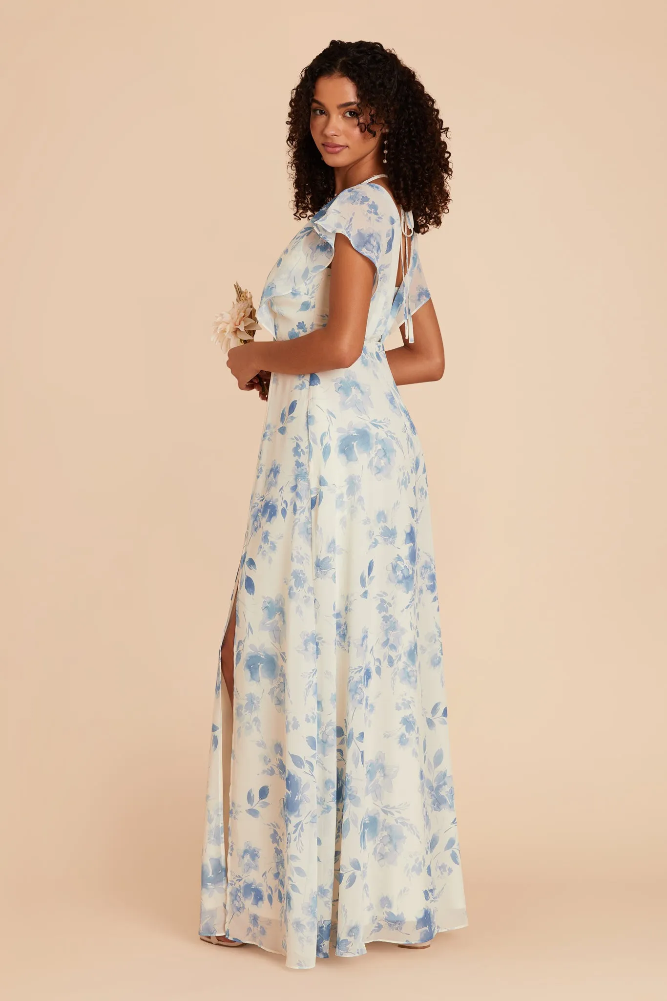 Violet Chiffon Dress - Blue Rococo Floral sold by Birdy Grey product image thumbnail 2