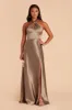 Monica Shiny Satin Dress - Mocha sold by Birdy Grey