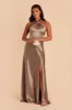 Monica Shiny Satin Dress - Mocha sold by Birdy Grey